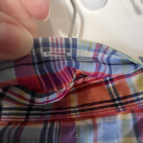 Ralph Lauren Men’s XXL Plaid Shirt Orange Blue Custom Fit Button Down Madras - Picture 3 of 7